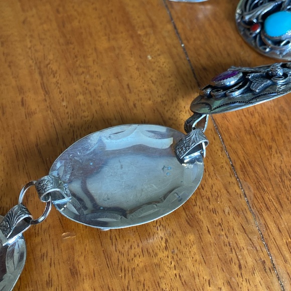 Silver link belt with semi precious stones - Picture 7 of 7